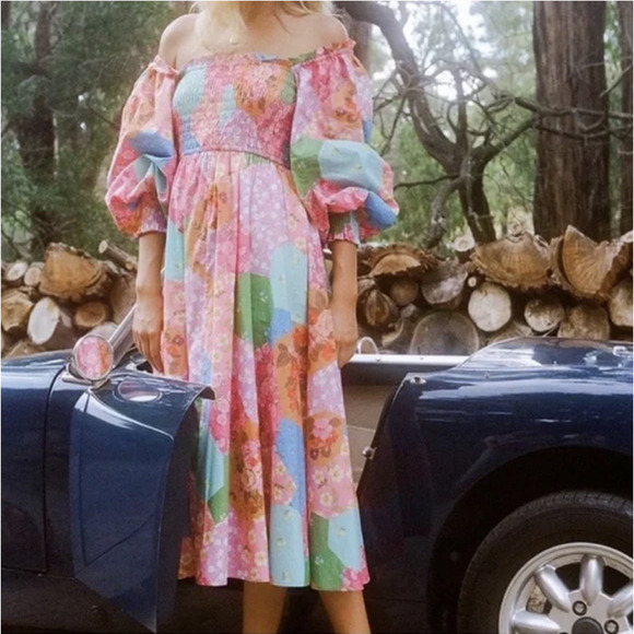 SPELL & THE GYPSY Freda Dress Lolly Colorful Floral Puff Sleeve Boho - Picture 4 of 15